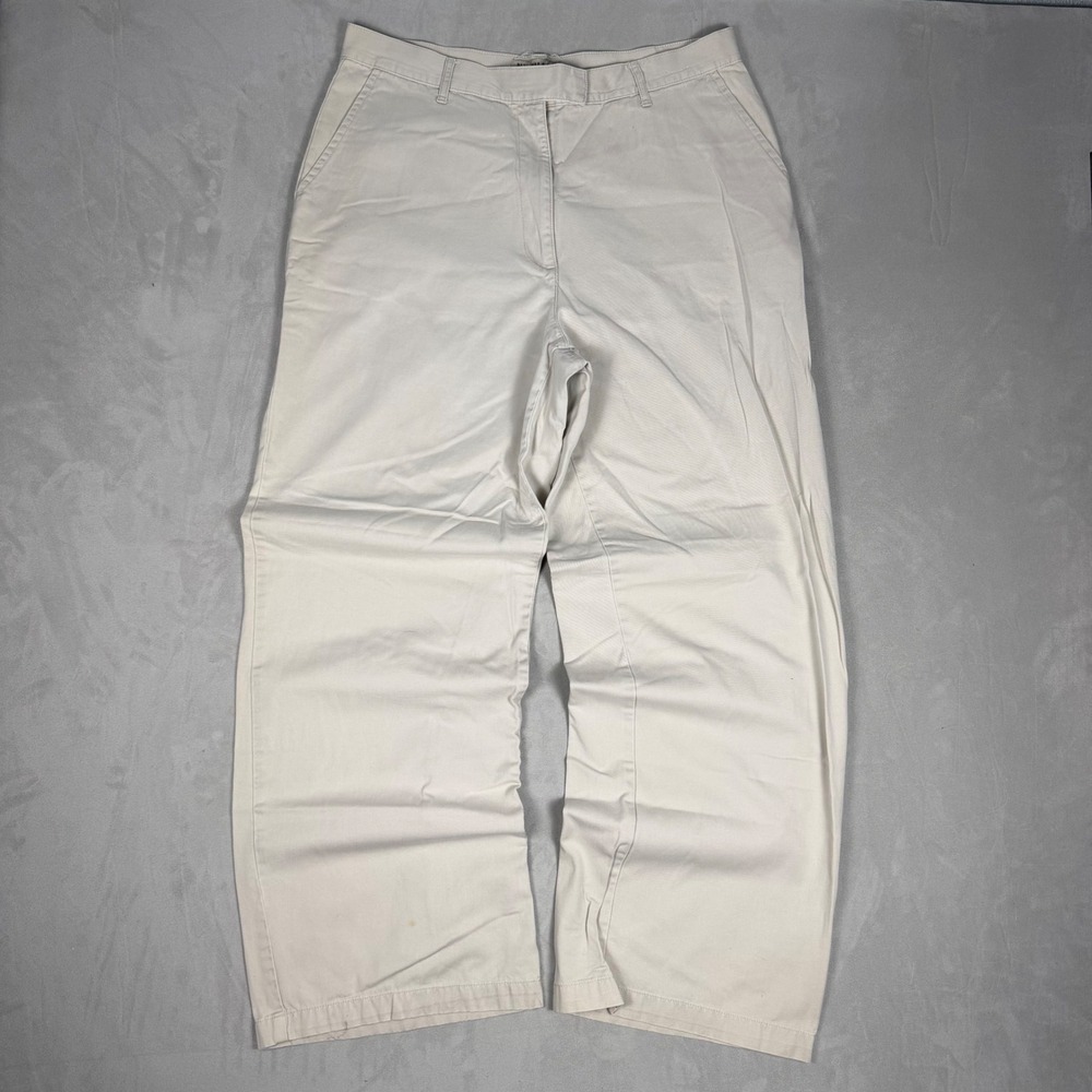 90s Womens NY Khakis New York & Company Wide Leg Cotton Trousers 14